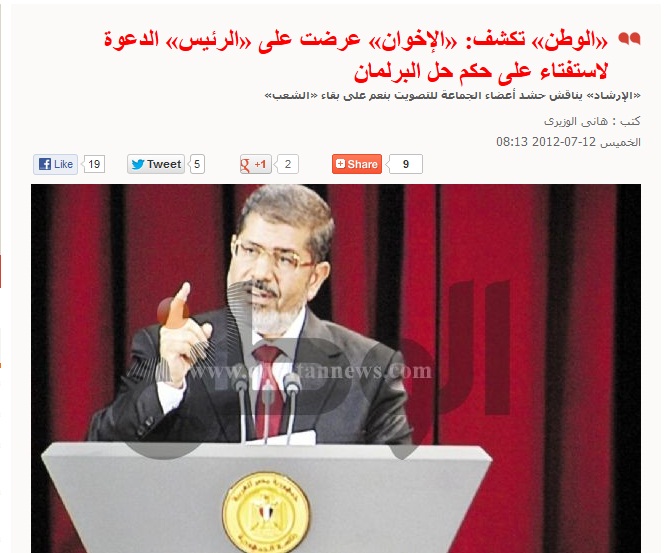 Copts United scoop: MB ordered Morsi to ignore the constitutional court rule